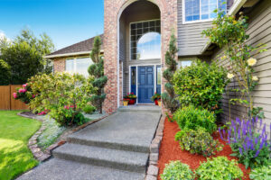 Well-maintained front yard walkway