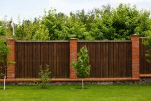 High-quality brick and wood fence