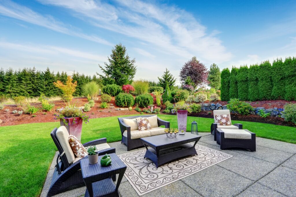 beautifully landscaped backyard patio