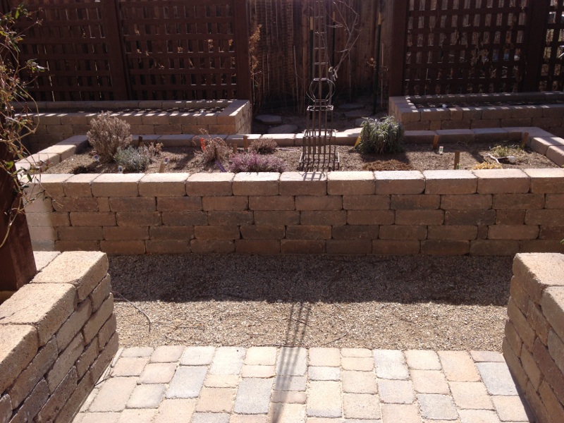 garden boxes built with stone blocks