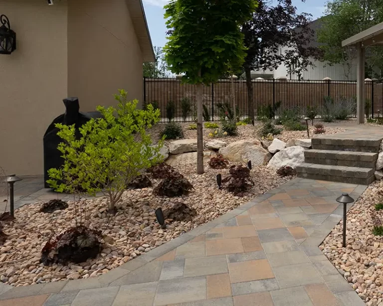 Outdoor landscaping lights shown during the day