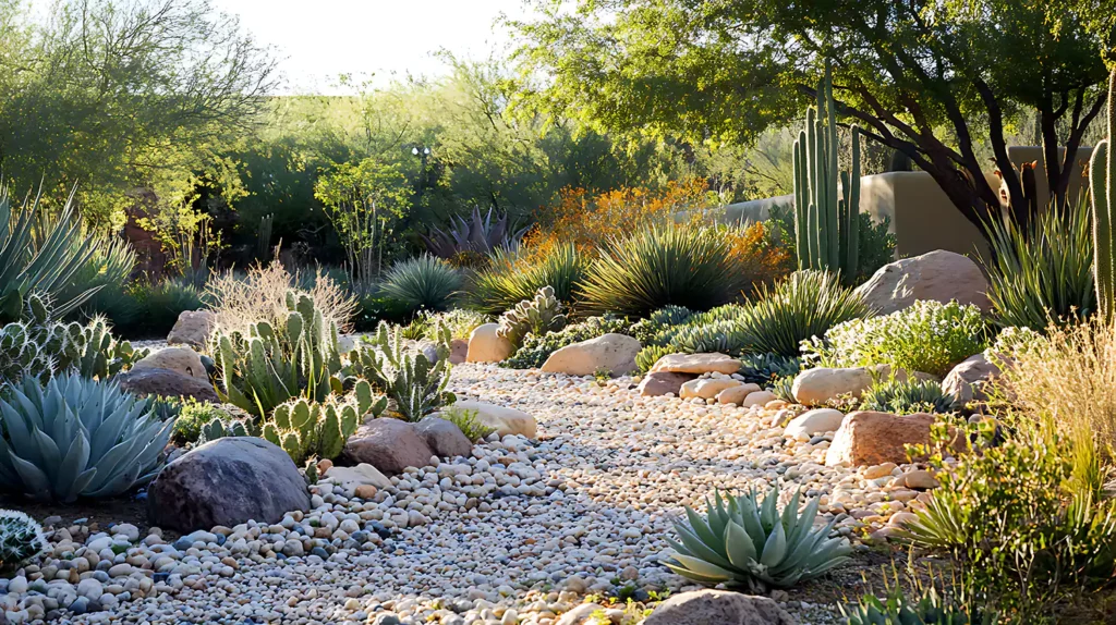 Xeriscaping is the process of landscaping, or gardening, that reduces or eliminates the need for irrigation, xeriscape landscapes need little or no water