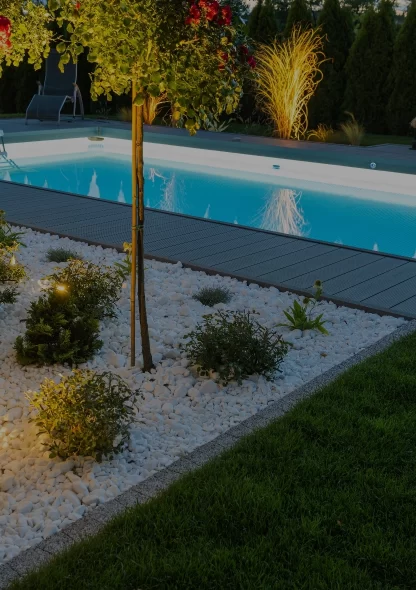 Outdoor Swimming Pool with custom landscaping around